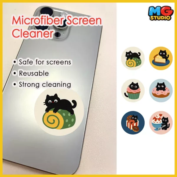 Dessert Cat  Phone Screen Cleaner, Microfiber Sticky Gadget for All Screens